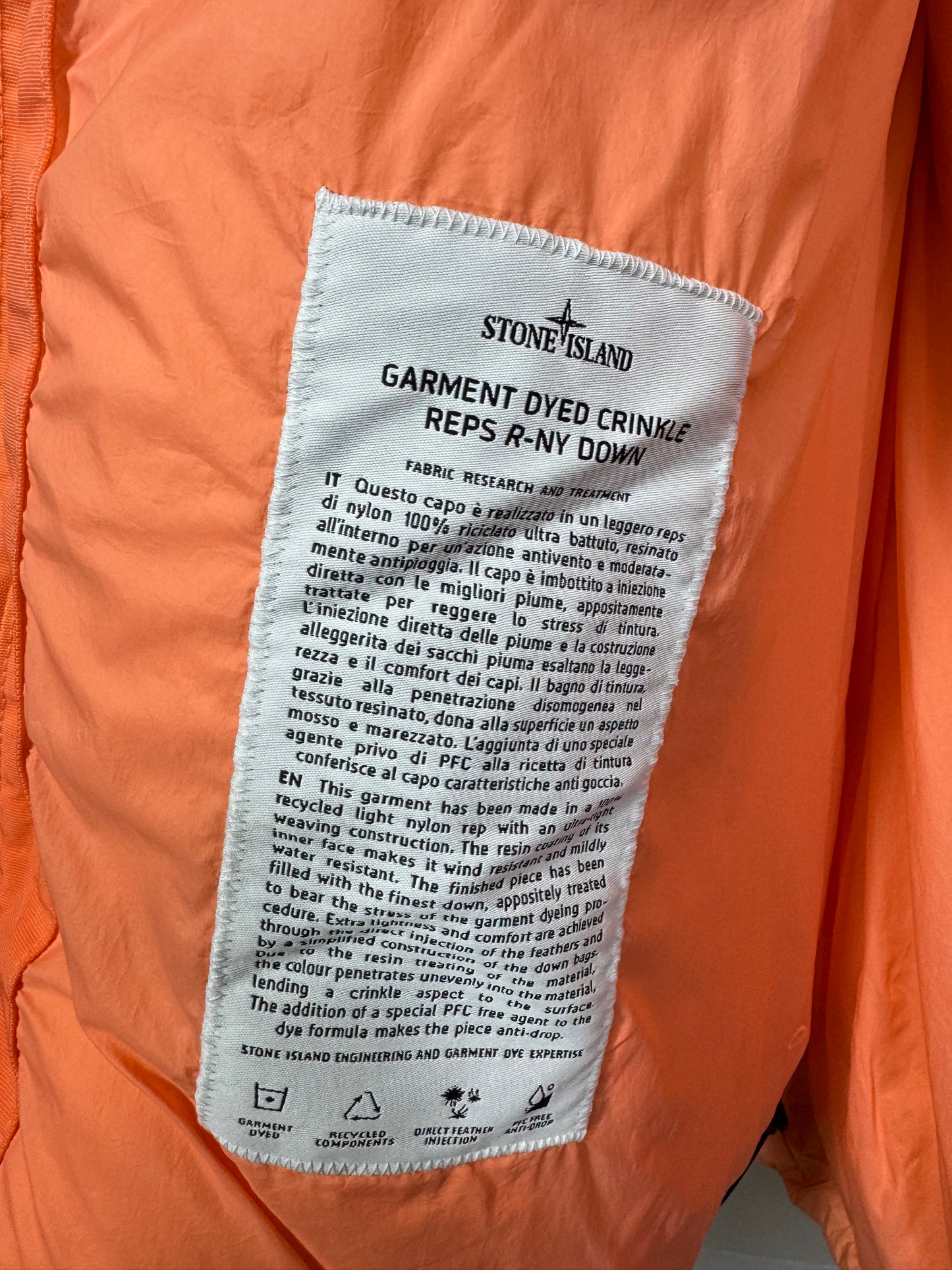 Stone Island Garment Dyed Crinkle Reps R-NY Down - Size XL